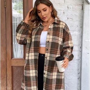 Plaid print Shacket Jacket